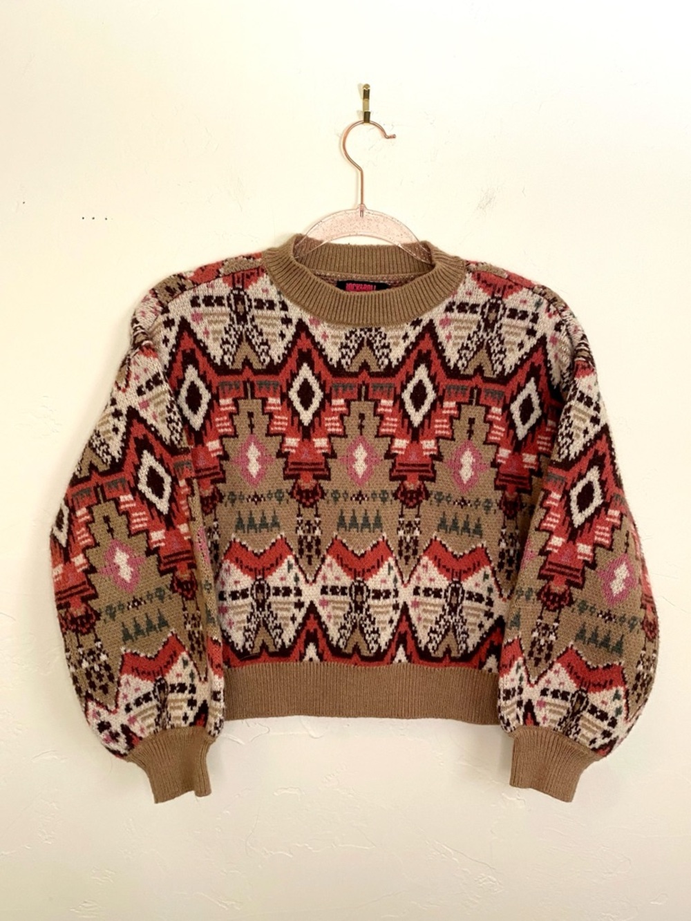 Rock&Roll Denim M Women's Rose Mauve Aztec Southwestern Sweater Western